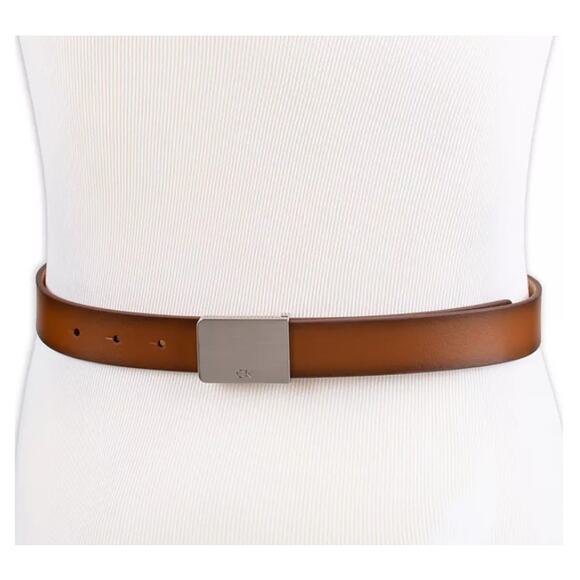 Calvin Klein Men's Logo Plaque Belt - Medium 34 / 36 - Cognac Brown - NWT - Picture 3 of 3